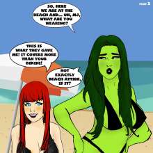 rtgdes1gner: Comic of SheHulk and mj enjoying the beach.