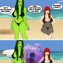 rtgdes1gner: Comic of SheHulk and mj enjoying the beach.