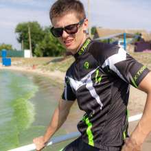 Wet Live Team: Ruslan in a Cyclist Costume Got Completely Wet on the Beach