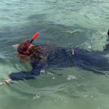 Wet_look_elena: Snorkling Wearing Denim in the Sea
