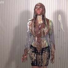 Anglefan: New Hannah Perez video!  Pied in a business suit!
