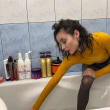 Wet Live Team: Wet Fun Anastasia in a Skirt and Yellow Blouse!