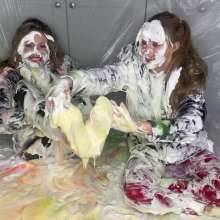 bsmessybakery: Bri and Lou's Fluorescent Gunged Jackets