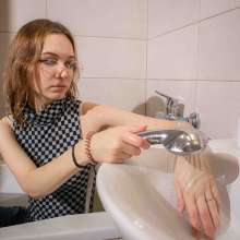 Wet Live Team: She Ironed Her Shirt to Get Completely Wet--fully-dressed