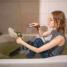 Wet Live Team: She Ironed Her Shirt to Get Completely Wet--fully-dressed