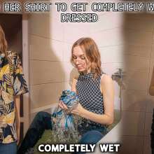 Wet Live Team: She Ironed Her Shirt to Get Completely Wet--fully-dressed