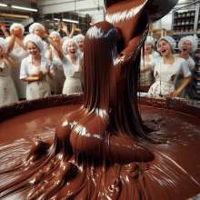 splathair2020: AI women enjoying the chocolate factory
