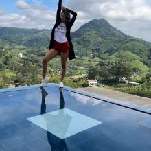 wet.look.me: Wetlook girl in coat and shorts gets wet in mountains pool | Wetlook.biz