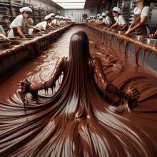splathair2020: AI women enjoying the chocolate factory