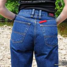 DungeonMasterOne: Lady Jennifer goes into the river for a swim in Hugo Boss jeans