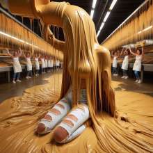 splathair2020: AI Women enjoying the Peanut Butter factory...