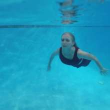WetlookFashion: Angel Takes a Dip in the Pool in a Long Skirt Outfit