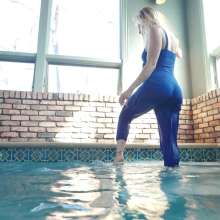 WetlookFashion: Camille-Ravishing Swim in a Blue Jumpsuit