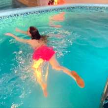 Wet Live Team: Full Natashka in a Skirt Got Completely Wet in the Pool