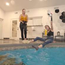 WetlookFashion: Lexie and Mandi-Pool Shenanigans in Jeans Outfits