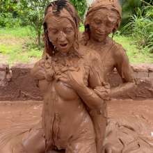 Messygirl: New Messygirl Download: Topless Mud Wrestling with Celeste and Penelope