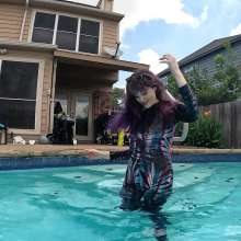 WetlookFashion: Petra Swims in a Velvet Jumpsuit