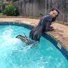 WetlookFashion: Petra Swims in a Velvet Jumpsuit