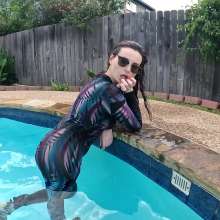 WetlookFashion: Petra Swims in a Velvet Jumpsuit