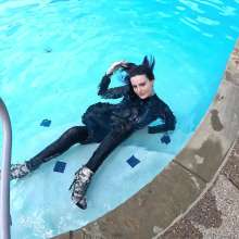 WetlookFashion: Petra Swims in a Velvet Jumpsuit