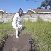 Darkabyss445: Prim and Proper in All White in Mud