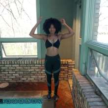 WetlookFashion: Rose Swims in Sporty Leggings and Sports Bra