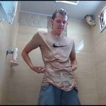 WETColours: Dario in His First Shower with T-shirt and Jeans