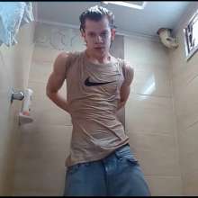 WETColours: Dario in His First Shower with T-shirt and Jeans