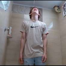 WETColours: Dario in His First Shower with T-shirt and Jeans