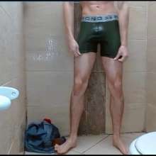 WETColours: Dario in His First Shower with T-shirt and Jeans