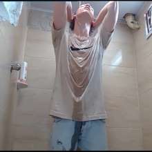 WETColours: Dario in His First Shower with T-shirt and Jeans