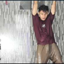 WETColours: Jack Gets Completely Wet in Red T-shirt and Brown Pants