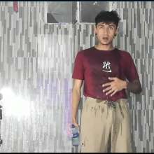 WETColours: Jack Gets Completely Wet in Red T-shirt and Brown Pants