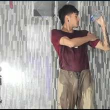WETColours: Jack Gets Completely Wet in Red T-shirt and Brown Pants