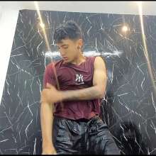 WETColours: Jack Super Wet in Red T-shirt and Black Shorts