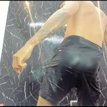 WETColours: Jack Super Wet in Red T-shirt and Black Shorts