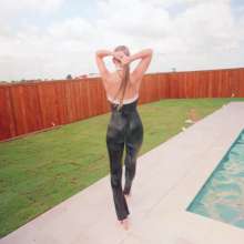 WetlookFashion: Kate Dives in the Pool Wearing a Black and Shiny Jumpsuit