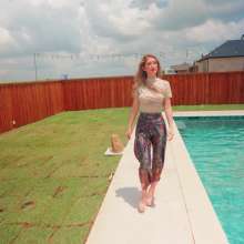 WetlookFashion: Kate Goes for a Swim in a Tight-Shirt and Satin Pants