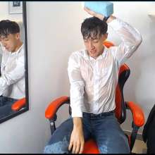 WETColours: Luke All Wet in His New White Shirt and in His New Jeans
