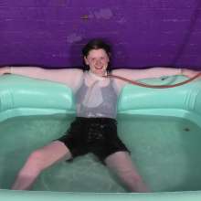 DungeonMasterOne: Miss Abigail's Denim Shorts in the Dungeon Pool