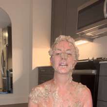 Slimed Models: Topless Haley Slimes Herself With Dog Food