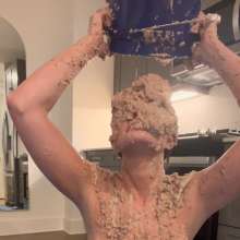 Slimed Models: Topless Haley Slimes Herself With Dog Food