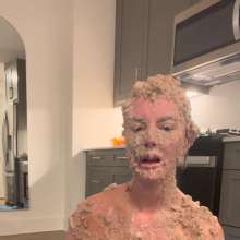 Slimed Models: Topless Haley Slimes Herself With Dog Food