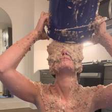 Slimed Models: Topless Haley Slimes Herself With Dog Food