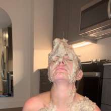 Slimed Models: Topless Haley Slimes Herself With Dog Food