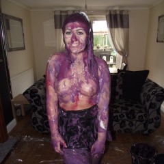 tonyhill: Kacie James - Gunged Latex Mini Dress!!