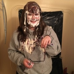 Wambassador: She's back!  My amateur WAM goddess takes messy pudding pies in coed getup