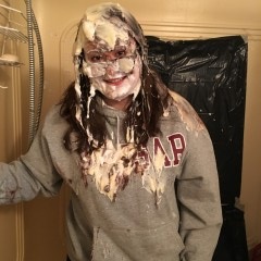 Wambassador: She's back!  My amateur WAM goddess takes messy pudding pies in coed getup