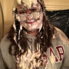 Wambassador: She's back!  My amateur WAM goddess takes messy pudding pies in coed getup