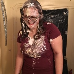 Wambassador: She's back!  My amateur WAM goddess takes messy pudding pies in coed getup